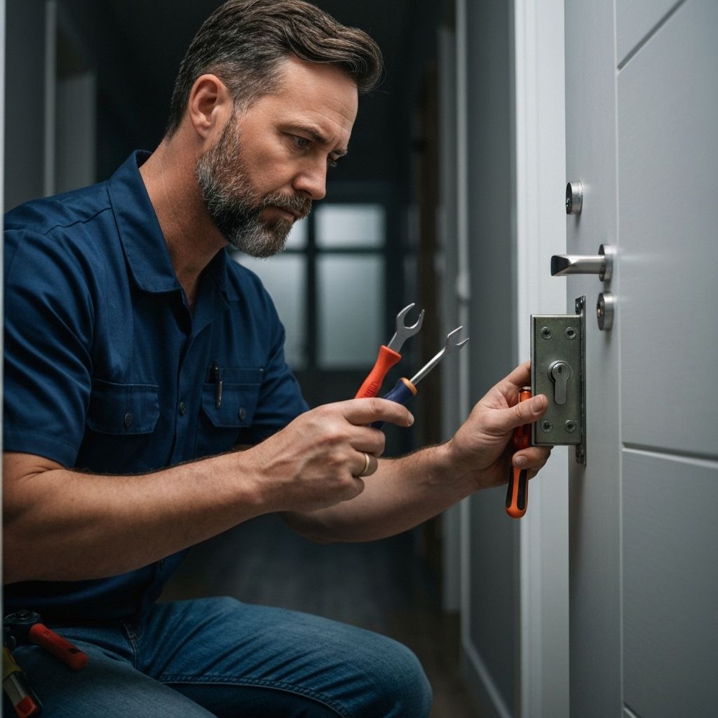 Professioneller Schlüsseldienst bei der Arbeit